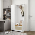 Hall Tree With Bench, Storage Cabinet, Suitable For Living Room, Entryway, Bedroom White Mdf