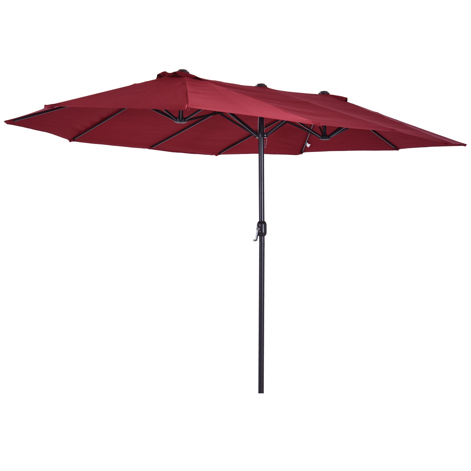 Outsunny Extra Large 15Ft Patio Umbrella, Double Sided Outdoor Umbrella With Crank Handle And Air Vents For Backyard, Deck, Pool, Market, Wine Red Wine Red Steel