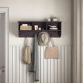 Espresso Entryway Wall Mounted Coat Rack With 4 Dual Hooks Living Room Wooden Storage Shelf Espresso Mdf