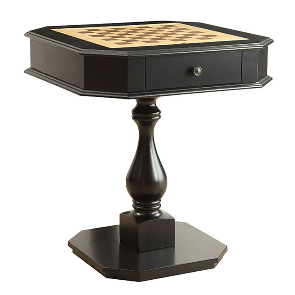 Black Game Table With 2 Drawer Black Traditional Wood