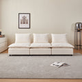 Modern Armless L Shaped Sectional Sofa Couch With Ottoman Modular Design, Durable Construction, Easy Care Upholstery For Living Room, Apartment, Office, Small Space Beige Foam Chenille 4 Seat