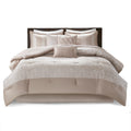 7 Piece Chenille Jacquard Comforter Set Taupe King King Multicolor Polyester