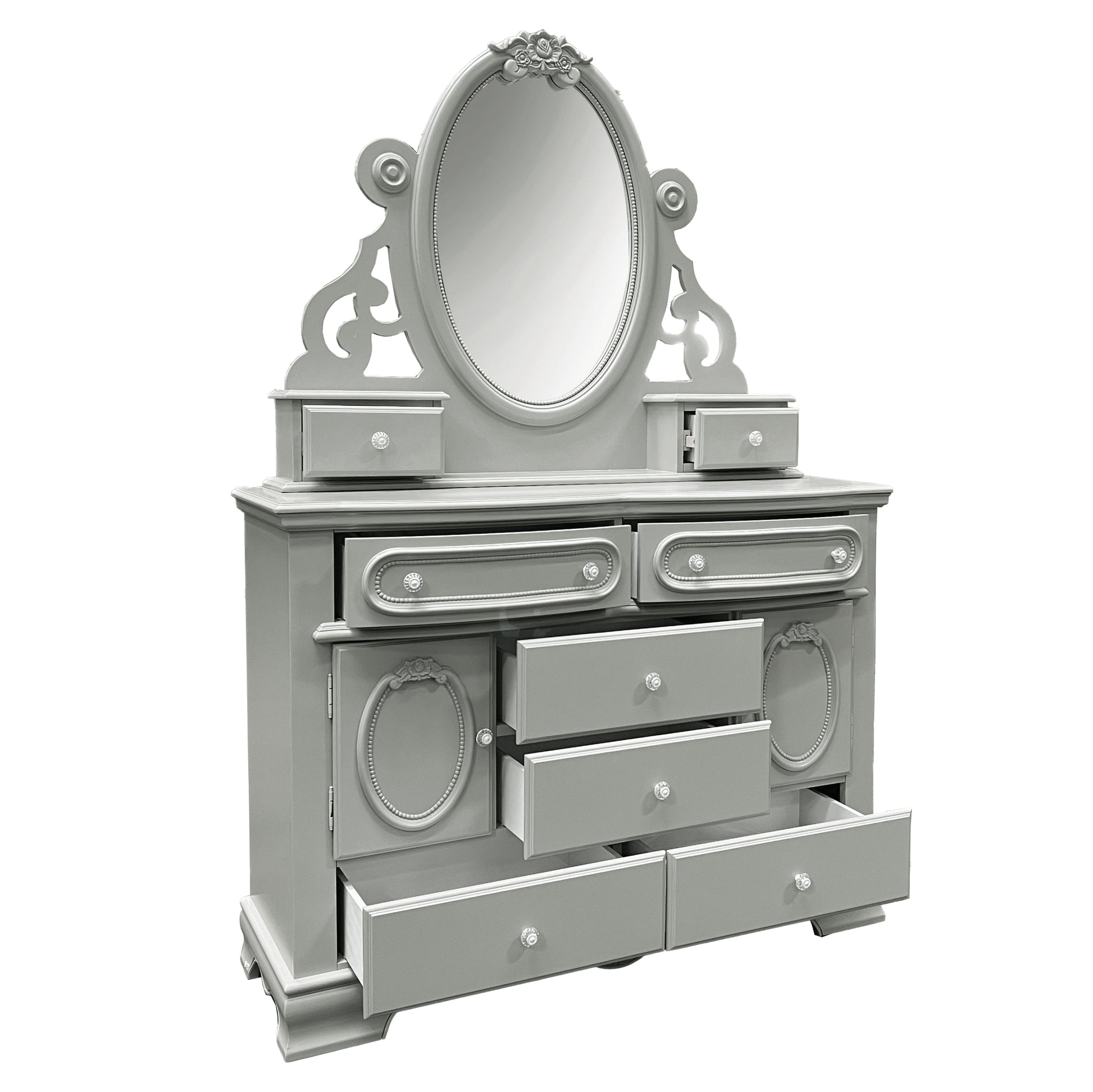 Flora Jewelry Mirror, Gray Finish Bd02206 Gray Mirror