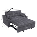 Modern Velvet Loveseat Futon Sofa Couch W Pullout Bed,Small Beautiful Seat Lounge Sofa With Adjustable Reclining Backrest,Toss Pillows, Pockets,Furniture For Living Room,3 In 1 Convertible Sleeper Sofa Bed Full Dark Gray Velvet