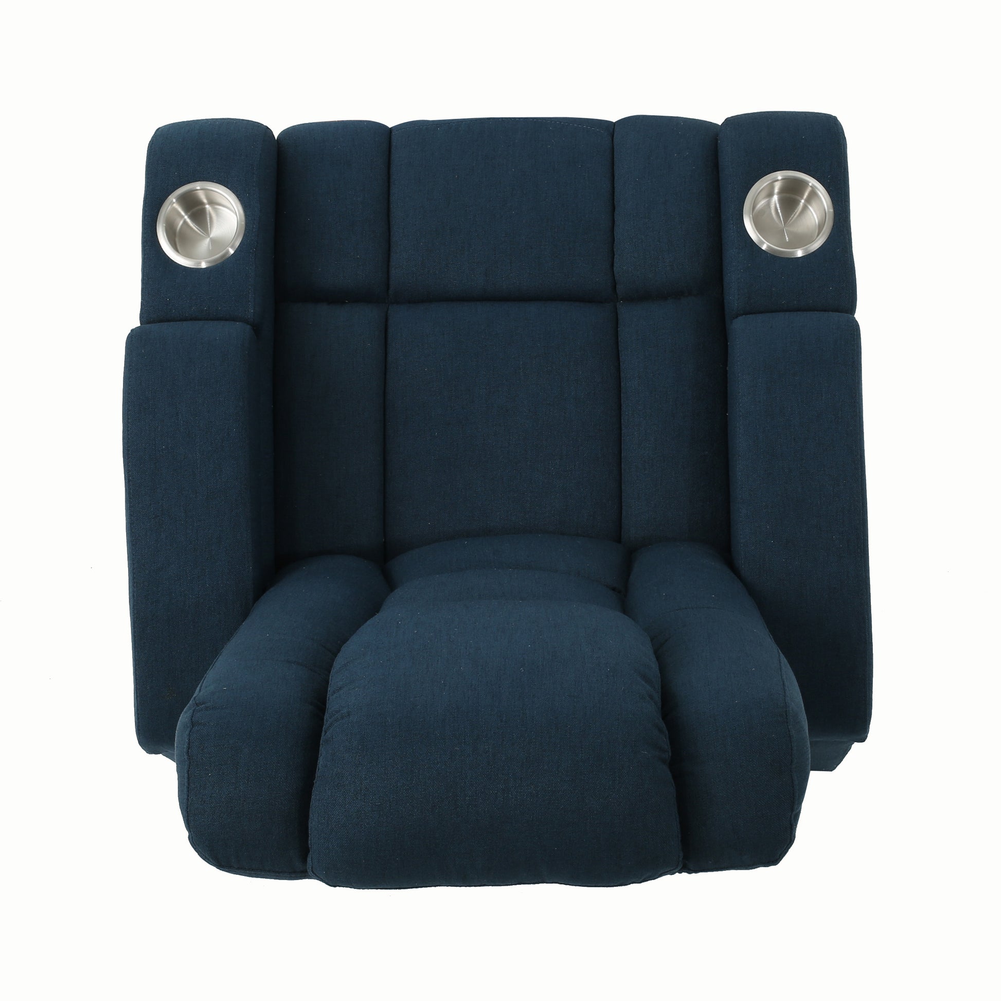 33" Wide Power Standard Recliner Chair With Arm Storage With Usb Navy Blue Fabric