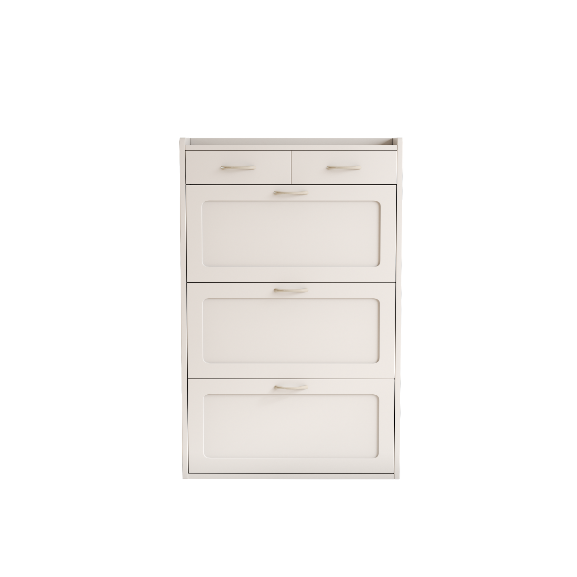 2408 White Solid Wood Shoe Cabinet, Three Layers, Flip Bucket Shoe Storage Cabinet, Simple And Generous For A Variety Of Home Styles White Mdf