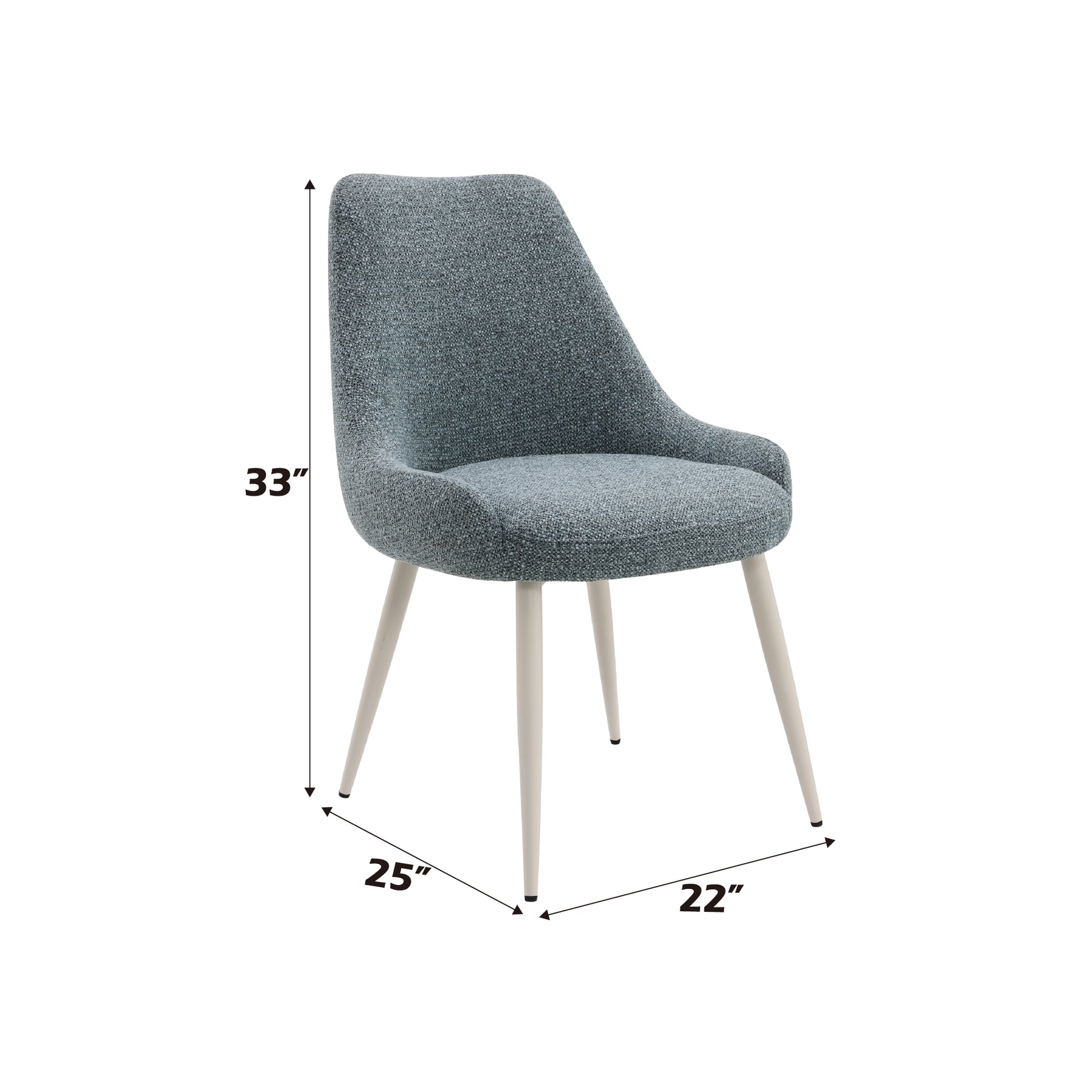Laela Light Blue Boucle & Bone White Table Side Chair Light Blue Synthetic Wood