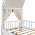 Twin Size Bed With Arched Roof And 2 Drawers, White Twin White Plywood