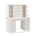 Vanity Desk With Led Lighted Mirror, Makeup Vanity With 11Drawers, 3 Color Lighting Modes Brightness Adjustable, Hidden Wiring, Dressing Table For Bedroom, White White Drawer 5 Drawers & Above Bedroom American Design Mirror Included Mdf