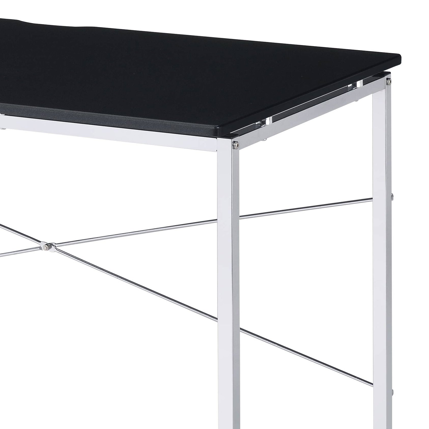 Tennos Black & Chrome Finish Writing Desk Black Metal,Synthetic Wood