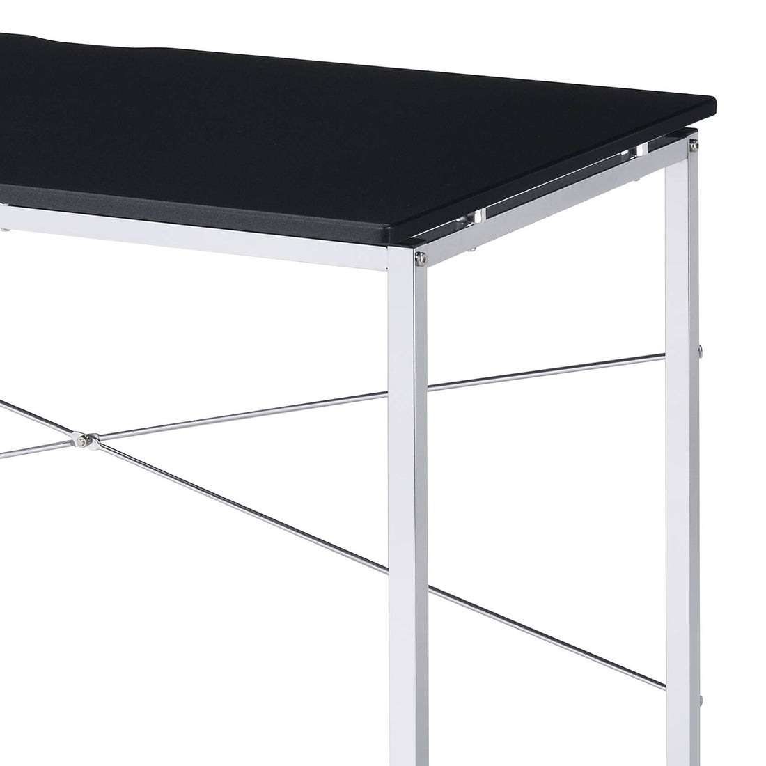 Tennos Black & Chrome Finish Writing Desk Black Metal,Synthetic Wood