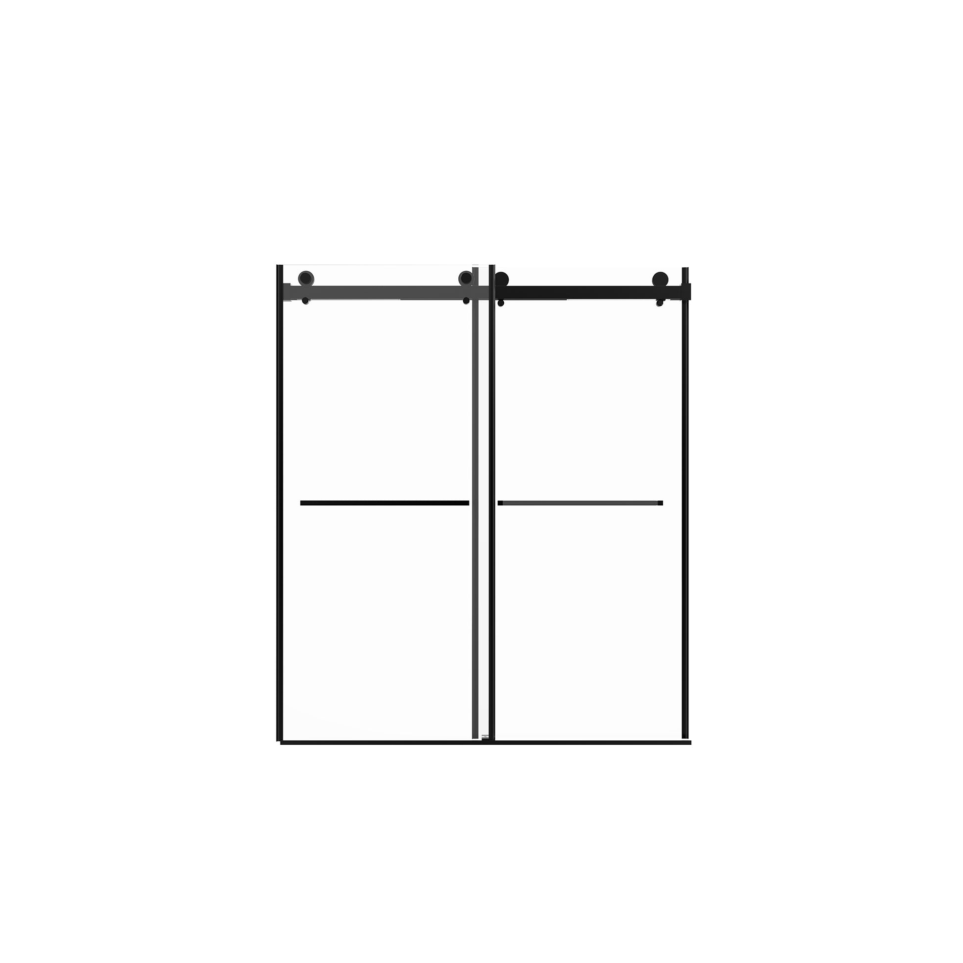 56" 60"W X 76"H Frameless , Double Sliding , With Premium 3 8'' 10Mm Thick Tempered Glass Shower Enclosure,Double Side Easy Clean Coat,Matte Black Finished With Buffer Matte Black Bathroom American Design Stainless Steel