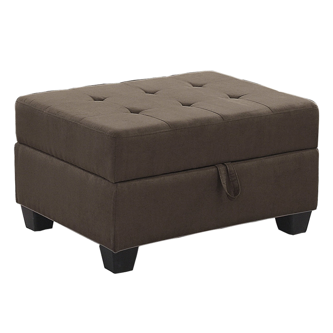 Modern Living Room 1Pc Storage Ottoman Tufted Top Brown Fabric Upholstery Solid Wood Furniture Chocolate Microfiber Wood Primary Living Space Modern Rectangle With Storage Solid Wood