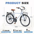 7 Speed, Steel Frame, Multiple Colors 26 Inch Vintage Style Bike,Retro Commute Bike For Women And Men Blue Steel