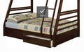 Jason Espresso Finish Twin Full Bunk Bed Espresso Synthetic Wood