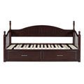 Wooden Twin Size Daybed With Twin Size Trundle, Extendable Daybed With Two Storage Drawers, Espresso Expected Arrival Time:9.12 Twin Espresso Wood