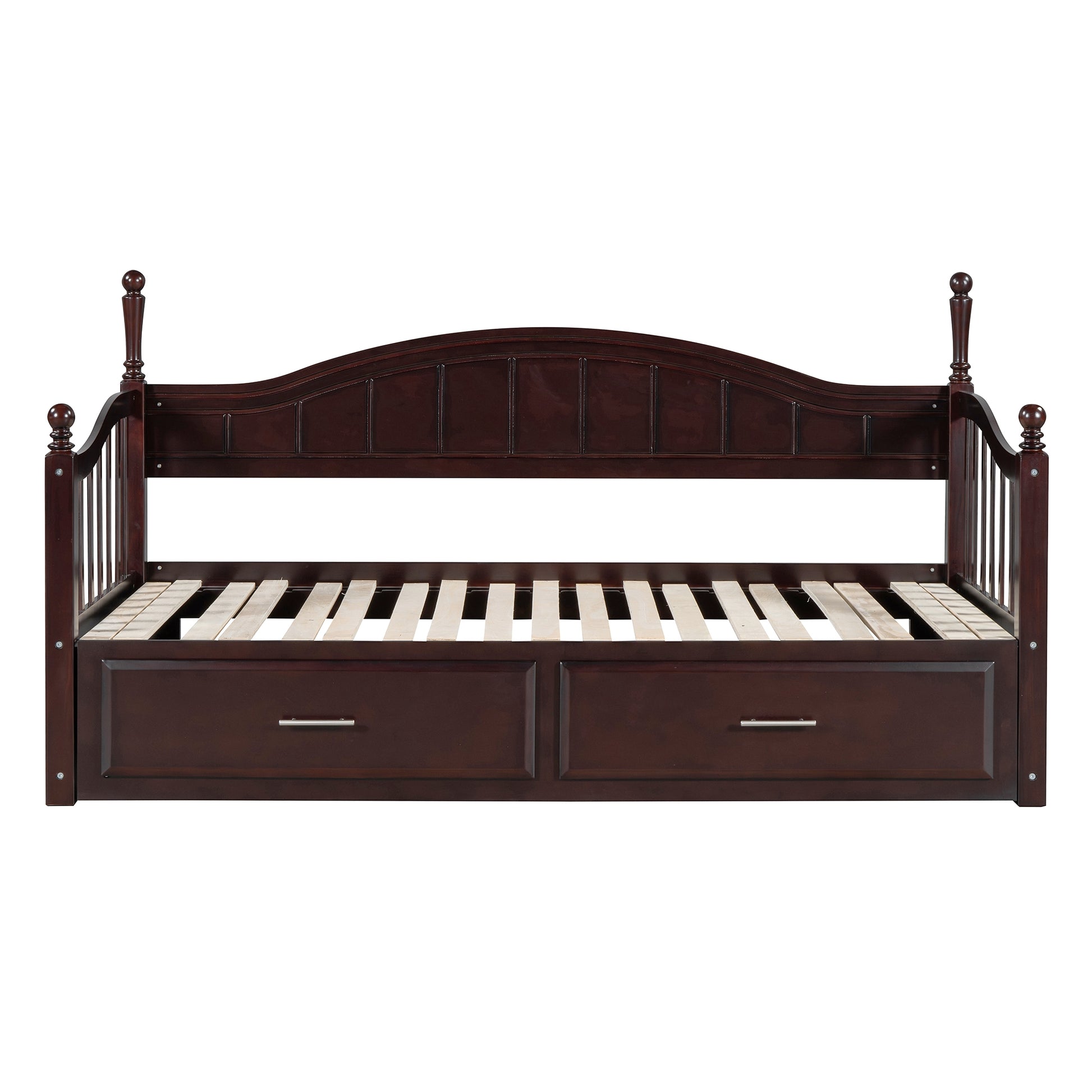 Wooden Twin Size Daybed With Twin Size Trundle, Extendable Daybed With Two Storage Drawers, Espresso Expected Arrival Time:9.12 Twin Espresso Wood