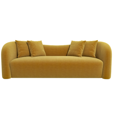 Mason Mid Century Modern Luxury Tight Back Curvy Gold Boucle Couch Gold,Yellow Brown Wood Primary Living Space Tight Back Mid Century Modern Foam Boucle,Velvet 3 Seat