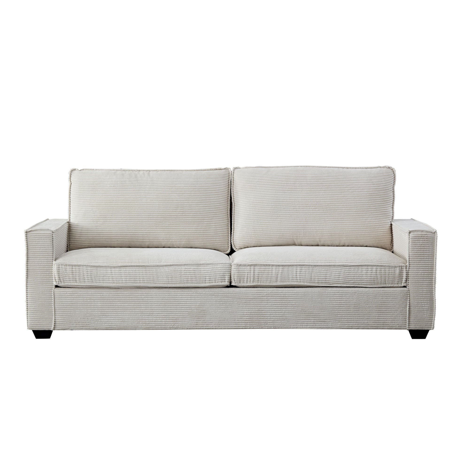 Corduroy Sofa, 87.4 Inch Modern Design Sofa With Cup Holder And Storage Bags, Deep Seat Sofa Couch,Comfy Couch For Living Room,Apartment,Beige Beige Corduroy 3 Seat