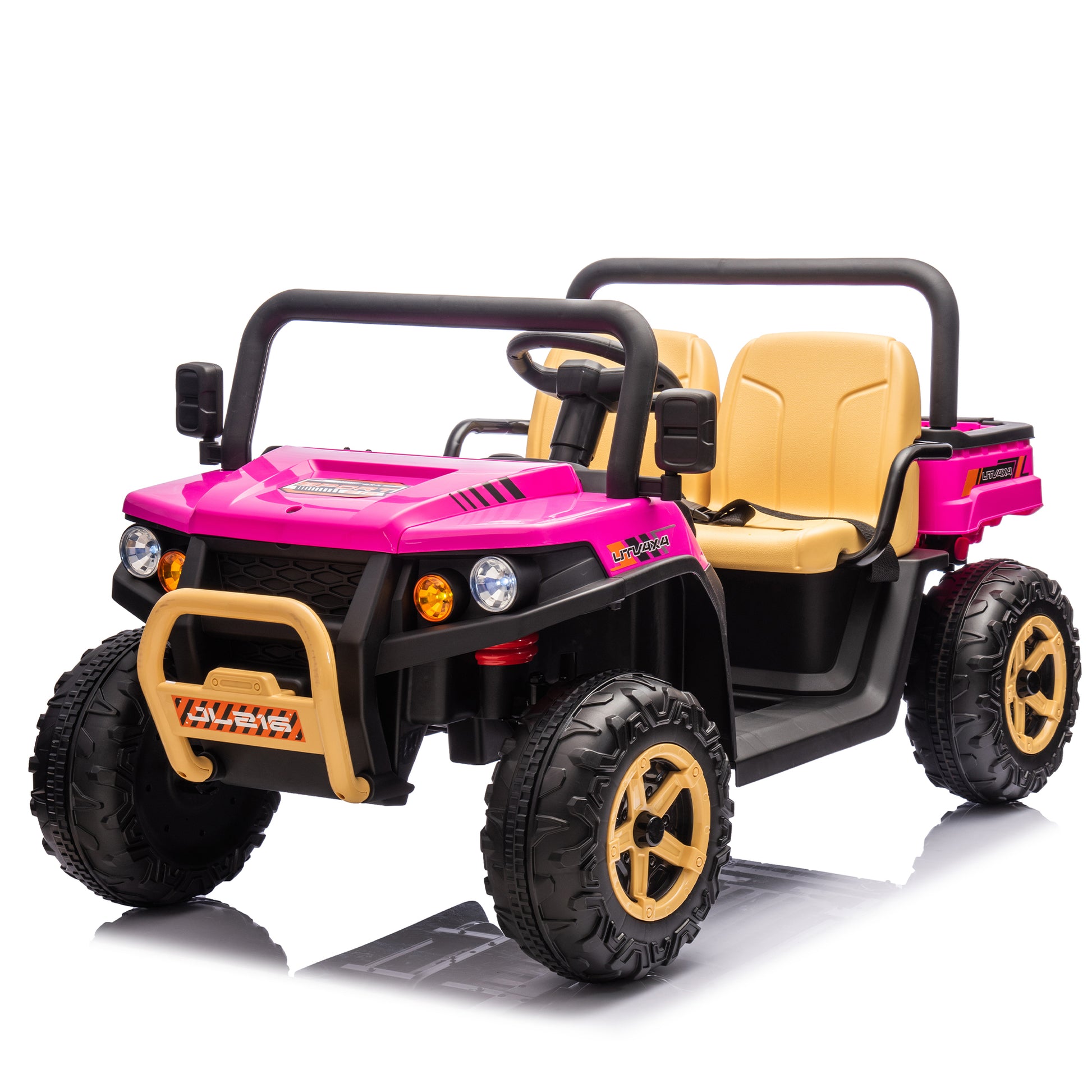 24V Xxxl Kids Ride On Utv W Parents Remote Control,Two Seater,Automatic Tipping Bucket,Rear Wheel Suspension,Slow Start,Portable Handle,Safety Belt,Led Light,Usb,Mp3,Bluetooth,Horn For Kids Aged 3 8. Pink 50 99 Lbs Polypropylene