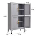 Grey Metal Kitchen Storage Cabinet, Kitchen Pantry Storage Cabinet With Doors And Shelves, Storage Cabinet With Adjustable Leveling Foot For Kitchen, Living Room And Dining Room 3 4 Shelves Grey Metal