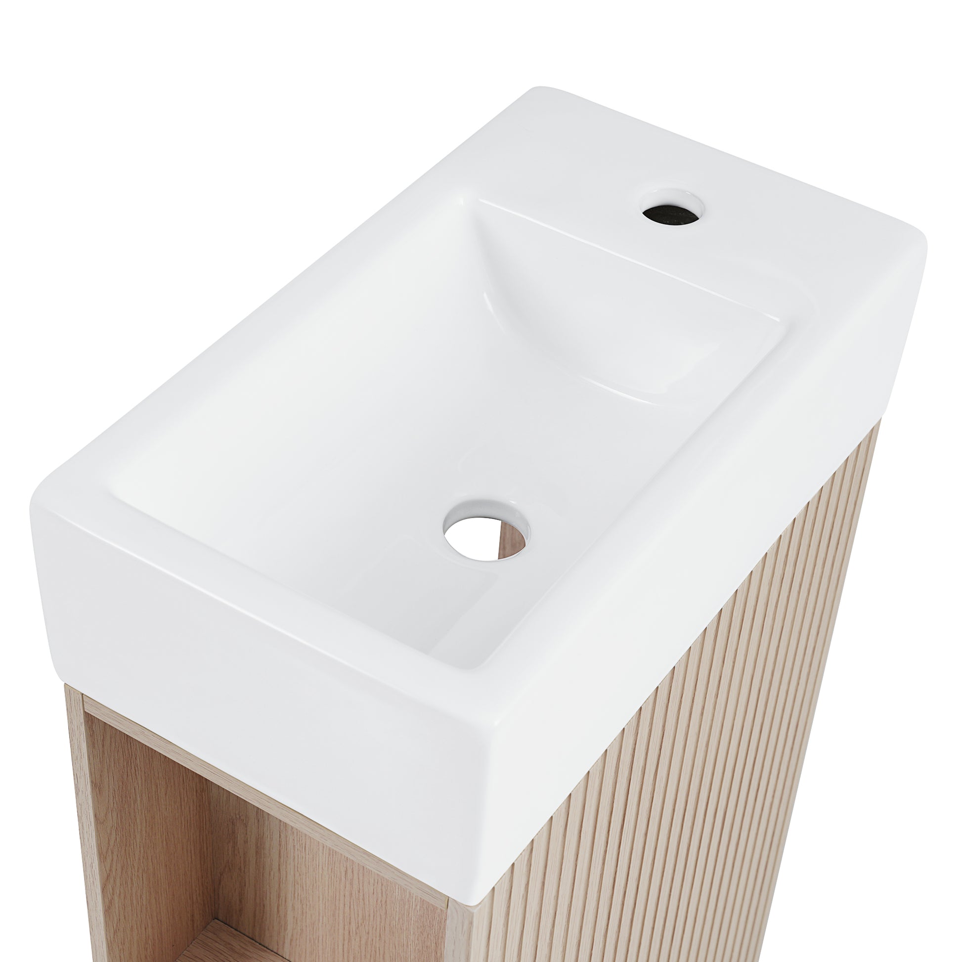18.6" Bathroom Vanity With Sink, Bathroom Vanity Cabinet With Two Tier Shelf, Left Or Right Orientation, Natural Natural Mdf