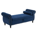 Velvet Multifunctional Storage Rectangular Ottoman Bench With 1 Pillow, Navy Blue Antique Navy Blue Polyester Wood Solid Beige Pine Flip Top Polyester With Storage Velvet