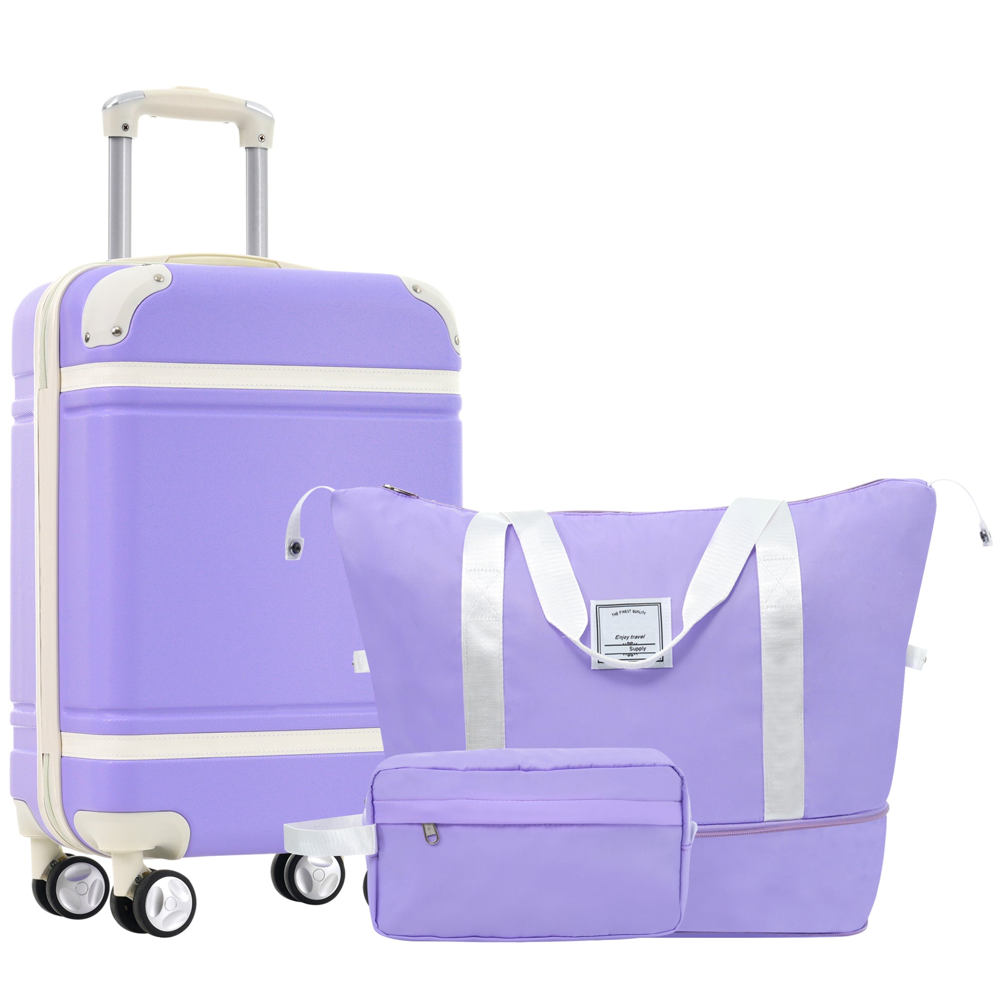 Hardshell Luggage Sets With Bags Carry On Suitcase Double Spinner Wheels With Tsa Lock ,Single Vintage Luggage 20 In,Purple Purple Abs