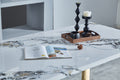 Luxurious Faux Marble Mdf Dinning Table For 6 Or 8, Rectangular 63