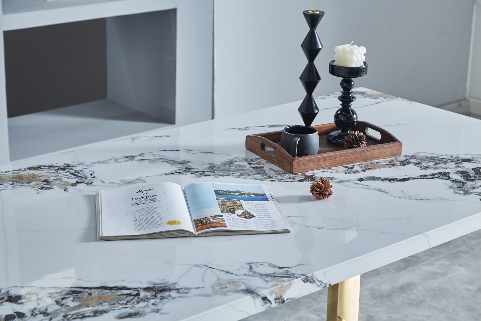 Luxurious Faux Marble Mdf Dinning Table For 6 Or 8, Rectangular 63"L*35.4"W*29.8"H, Thick And Solid Stainless Steel Legs Modern, Sturdy And Du Rable, Easy To Assemble For Kitchen Living Room Meeting White Gray Seats 6 Ergonomic Kitchen