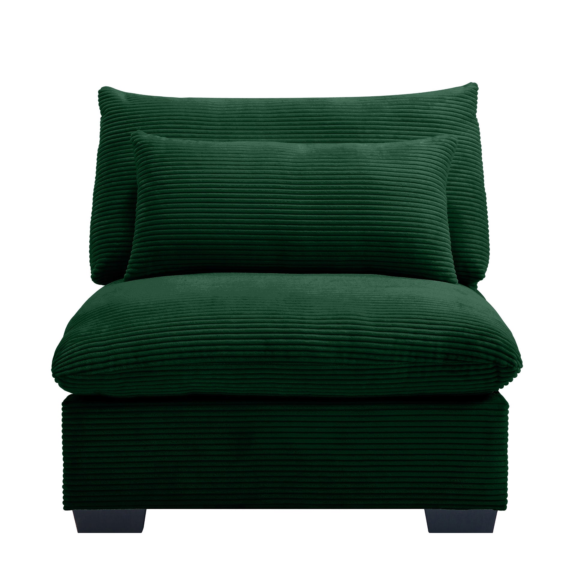 Armless Sofa For Flexible Combination To Become 2 Seater 3 Seater 4 Seater Sofa Armless Sofa With Delicate And Soft Corduroy Fabric, High Resilience Sponge And Waist Pillow, Green Green Corduroy 1