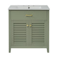 30 Inch Bathroom Vanity With Ceramic Sink Combination, Large Storage Features 1 Pullout And Multifunctional Shelf Dividers Green Bathroom Solid Wood Mdf