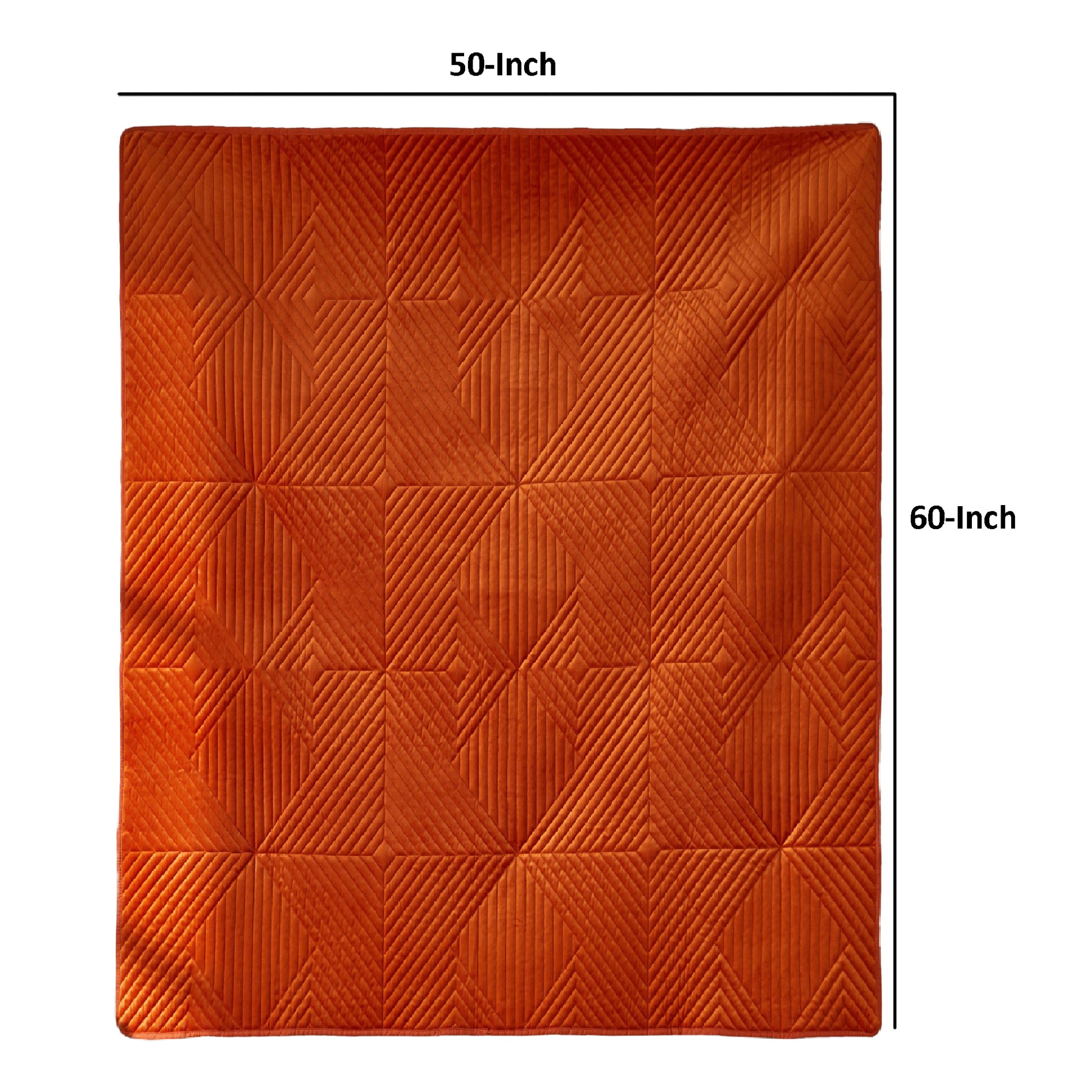 Rio 60 Inch Throw Blanket, Diamond Stitch Quilting, Orange Dutch Velvet Purple Microfiber