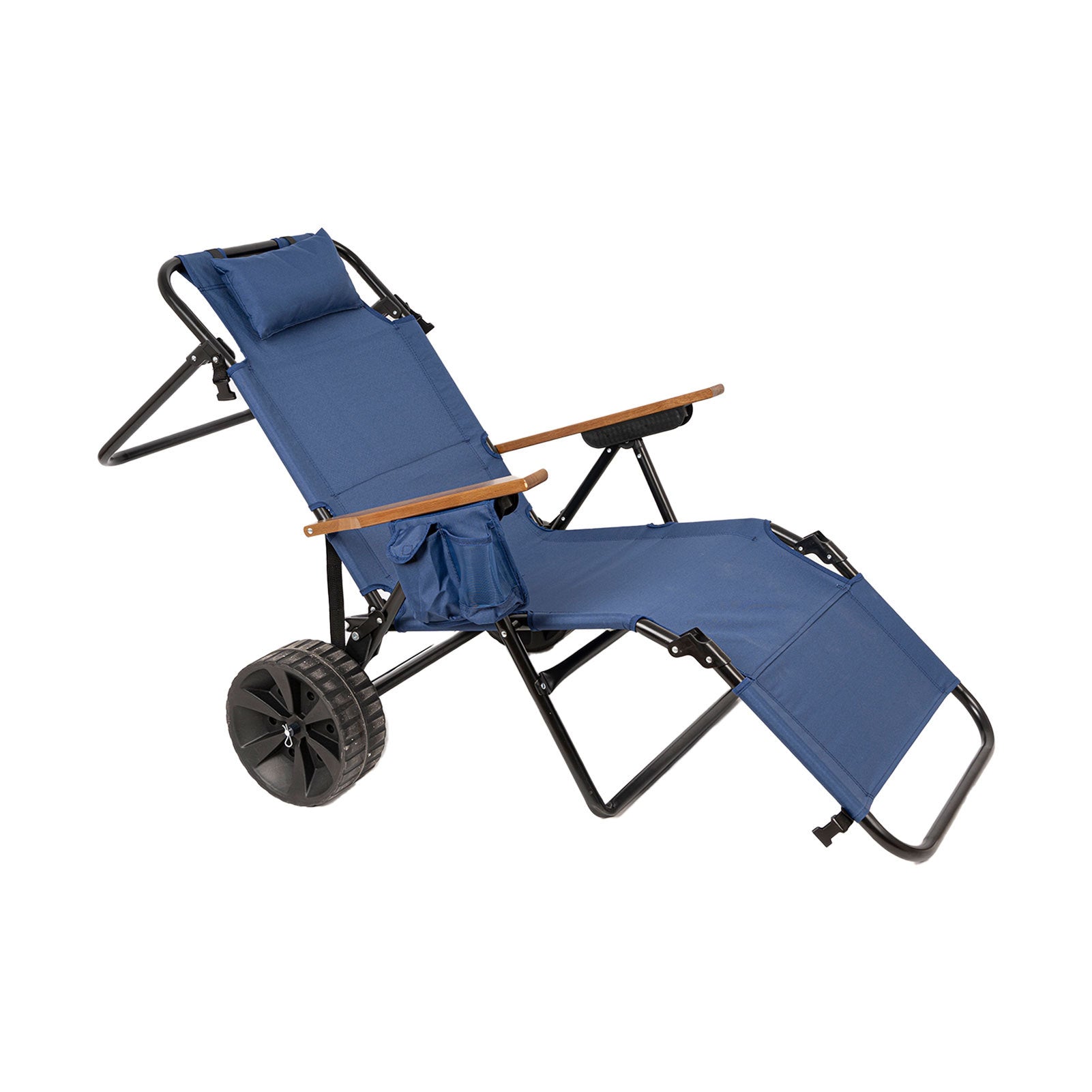 Beach Cart Chairs With Wheels 2 In 1 Foldable Beach Lounge Chair With Integrated Wagon Pull Cart Perfect For Backyard Pool Or Picnic Dark Blue Garden & Outdoor American Design,American Traditional Iron