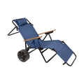 Beach Cart Chairs With Wheels 2 In 1 Foldable Beach Lounge Chair With Integrated Wagon Pull Cart Perfect For Backyard Pool Or Picnic Dark Blue Garden & Outdoor American Design,American Traditional Iron