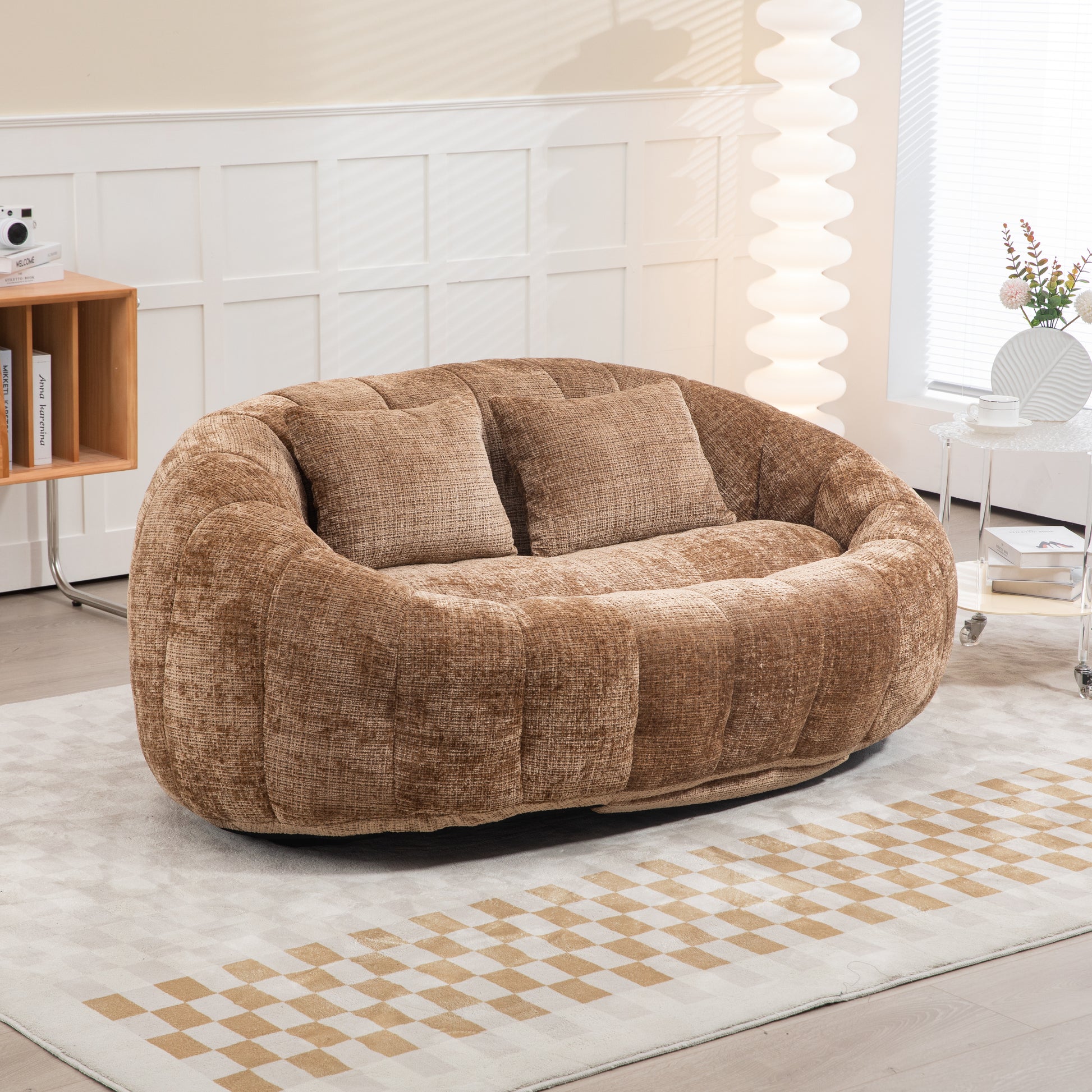 Coolmore Bean Bag Sofa Lazy Sofa Durable Comfort Lounger High Back Bean Bag Chair Couch For Adults And Kids, Indoor & Outdoor, Accent Floor Soft Lounge Chair Coffee Chenille Coffee Foam Chenille 2 Seat