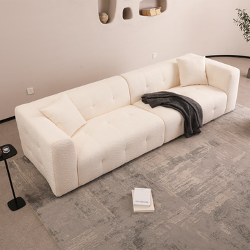 2297 Beige Sofa, Stylish And Simple Square Design, Square Arm, Handrailing Thick And Full, Put Living Room, Office, Conference Room Beige Fabric 3 Seat
