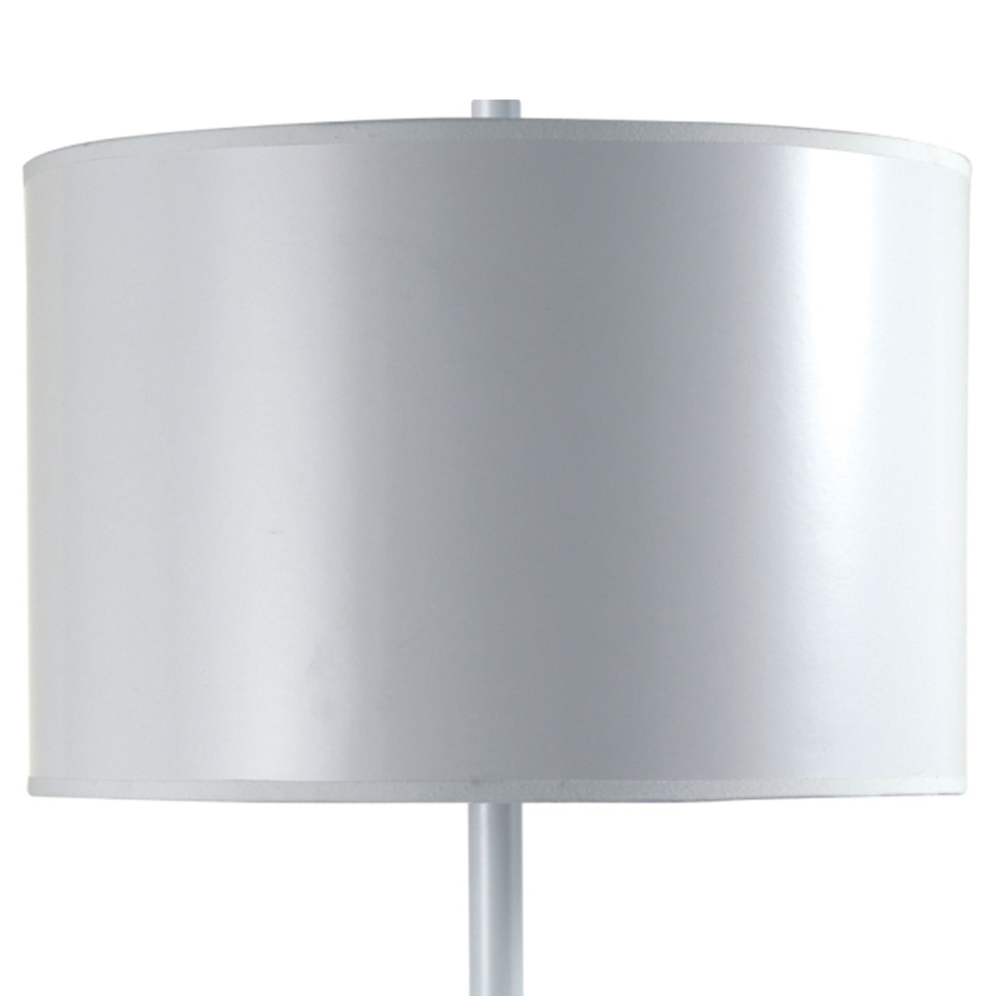 25" Tall Metal Table Lamp With White Finish, White Round Shade White Metal