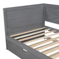 Twin Size Wood Daybed With Trundle And Rustic Guardrail, Ancient Grey Box Spring Not Required Twin Grey Wood Bedroom Solid Wood Mdf