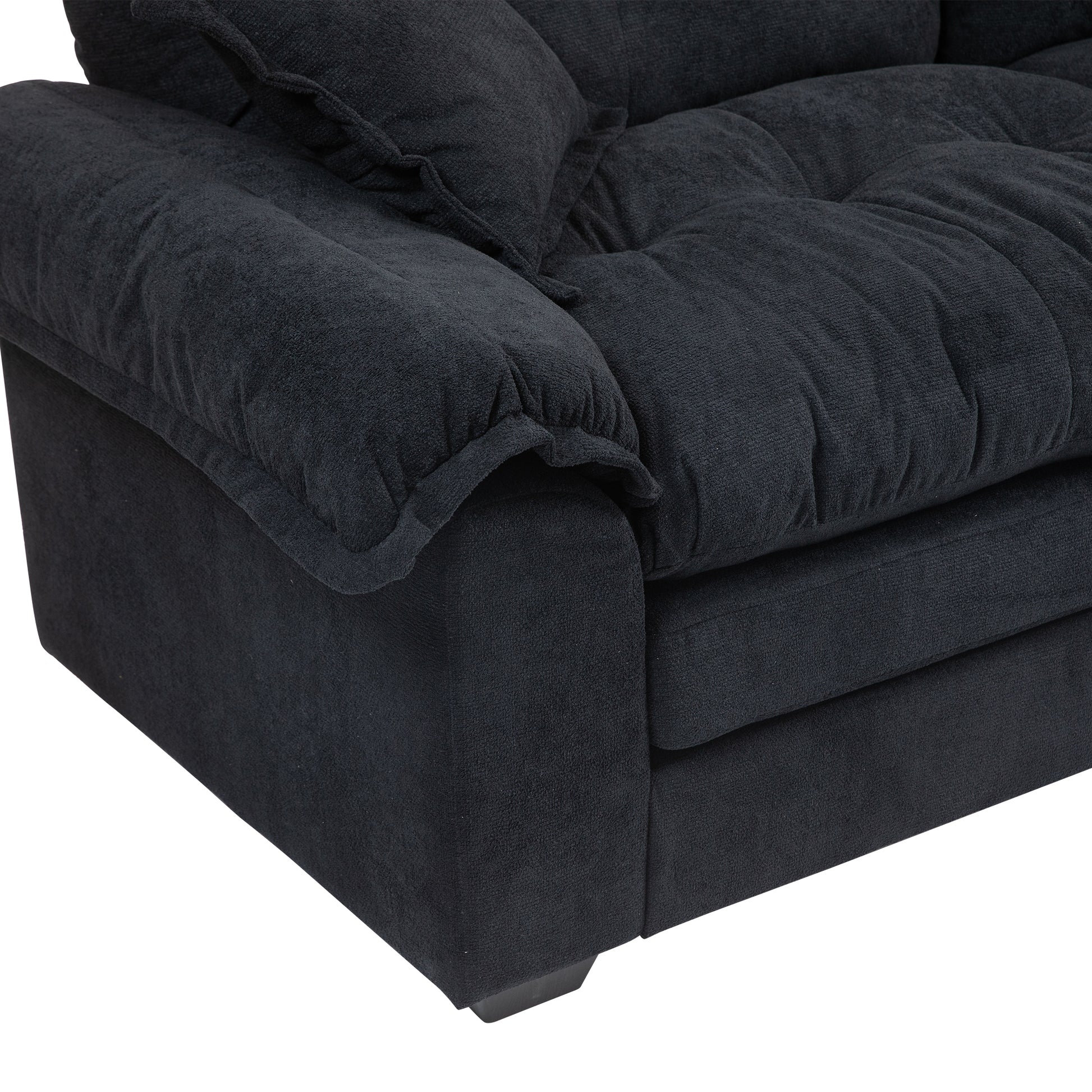 84" Chenille Recliner Sofa Small Sofa Loveseat Deep Seat Sofa Couch With 2 Throw Pillows & Memory Foam For Living Room Apartment Office Lounge Black Black Memory Foam Chenille,Upholstered 2 Seat