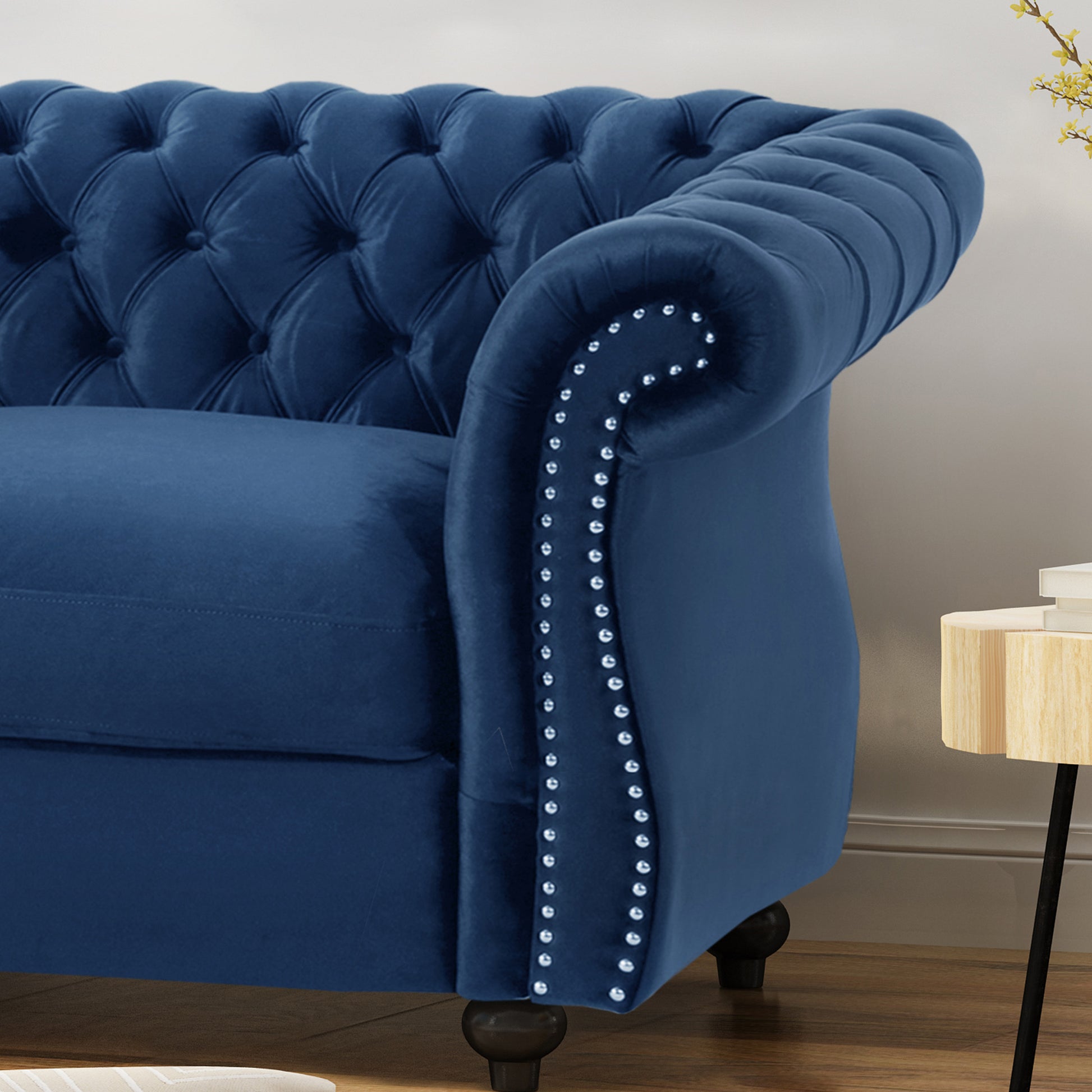 Seat Sofa Navy Blue Velvet