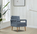 Mid Century Armchairaccent Chair With Chenille Armrest & Soft Cushion For Living Room, Bedroom, Home Office, Study, Dark Grayish Blue Blue Foam Wood Fabric
