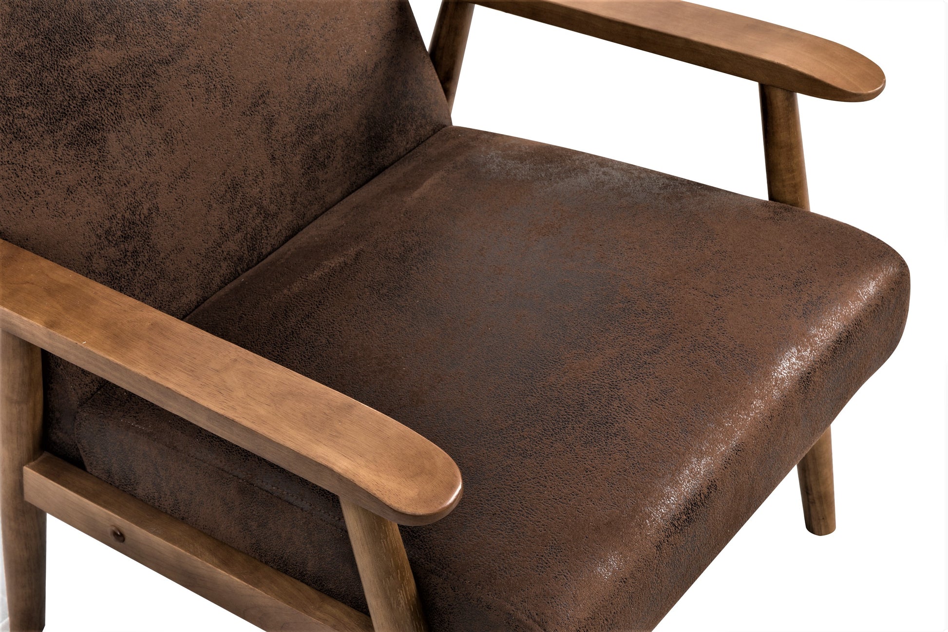 25.38'' Wide Classic Mid Century Modern Arm Chair, Brown Brown Microfiber