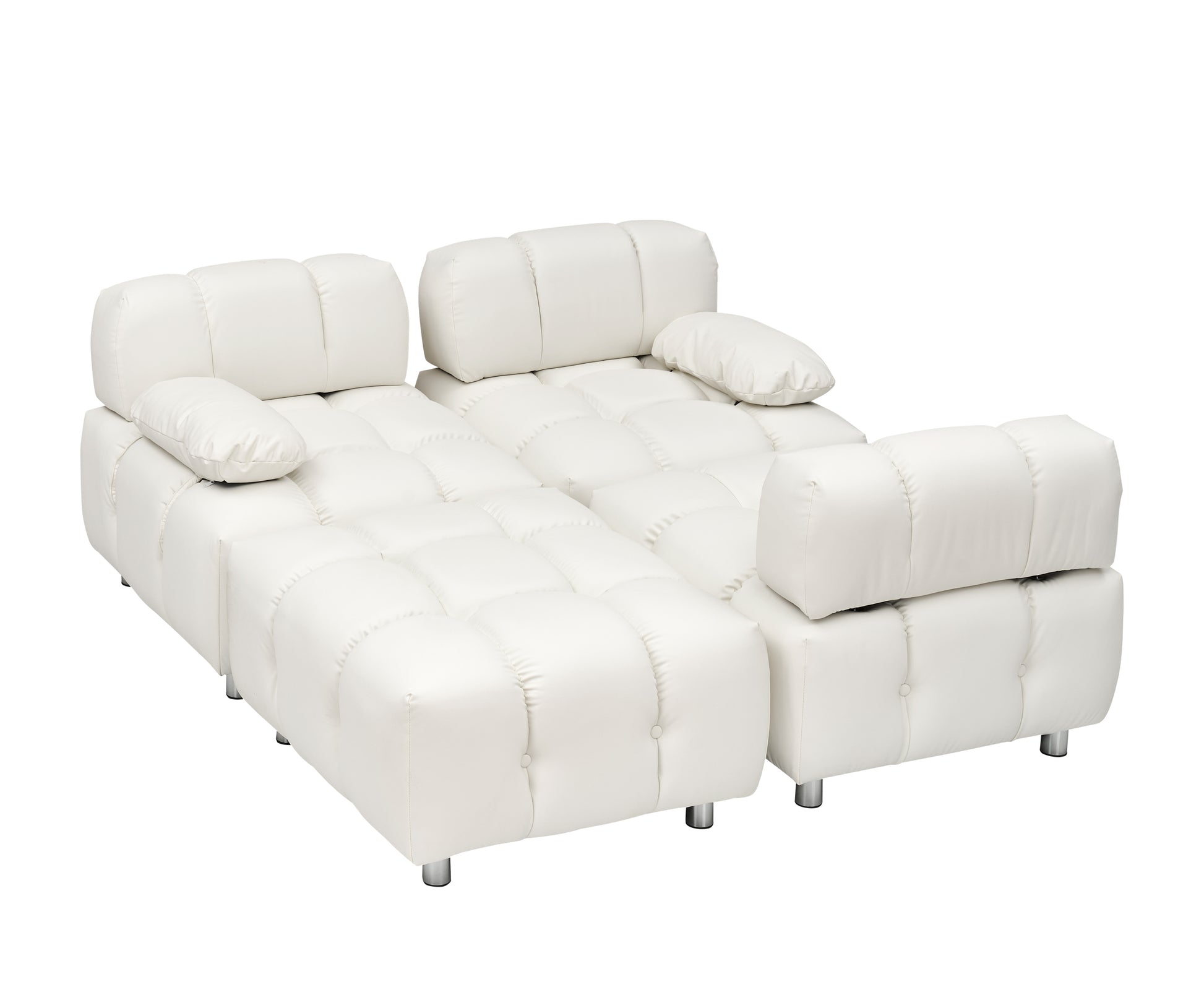 A 90.60 Inch Technology Cloth Beige Sofa, Waterproof, Stain And Cat Scratch Resistant, Can Comfortably Sit In The Apartment Bedroom Without Taking Up Space. White Polyester Blend 4 Seat