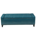 Chelsea Storage Ottoman W Studs Teal Pu