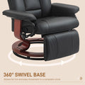 Homcom Manual Swivel Recliner Chair, Pu Leather Reclining Chair With Footrest For Living Room, Black Black Pu Leather