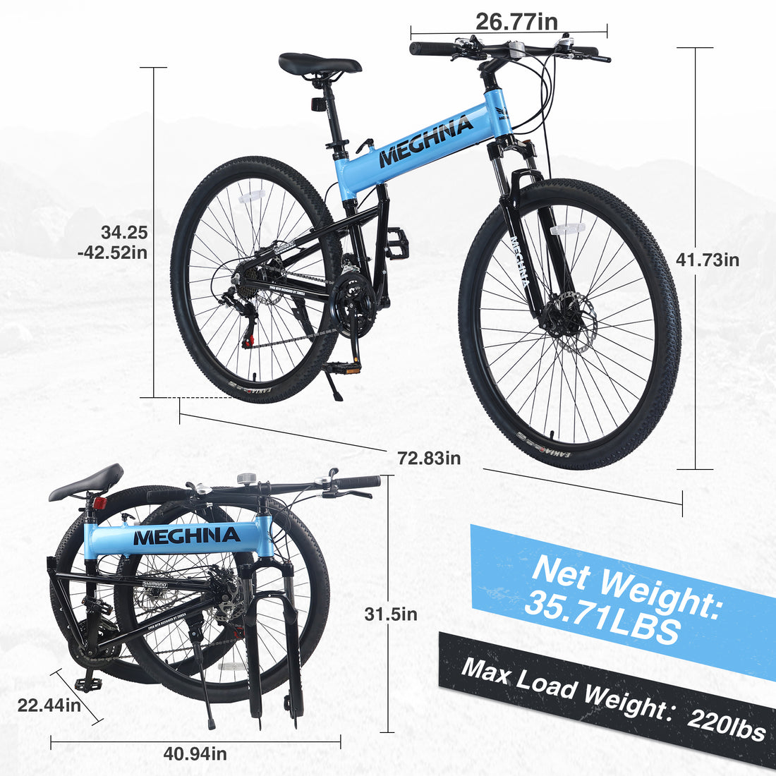 29" Folding Mountain Bike ,Suspension Fork,Aluminium Alloy Frame 21Speed Mountain Bike Cycling Blue Garden & Outdoor Aluminium Alloy