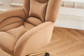 005 Velvet Fabric 360 Swivel Home Office Chair With Gold Metal Base And Universal Wheels,Coffee Solid Coffee Office Sponge Wipe Clean Modern Office Chairs Tufted Back Foam Swivel Velvet