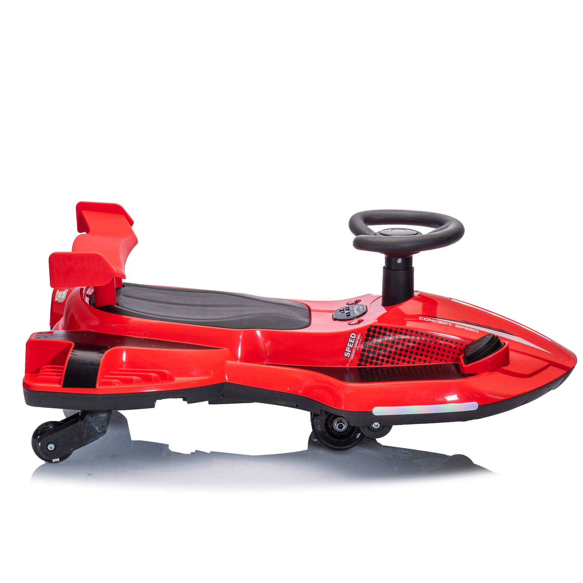 12V Kids Ride On Electric Toy,360 Degree Drift In Place,Spray Function,Front&Side Lights Design,Usb Mp3,Bluetooth,Music, 3.73 4.35 Mph,Easy Installation,Ultimate Cool Operation For Kids Aged 3 . Red 100 149 Lbs Polypropylene