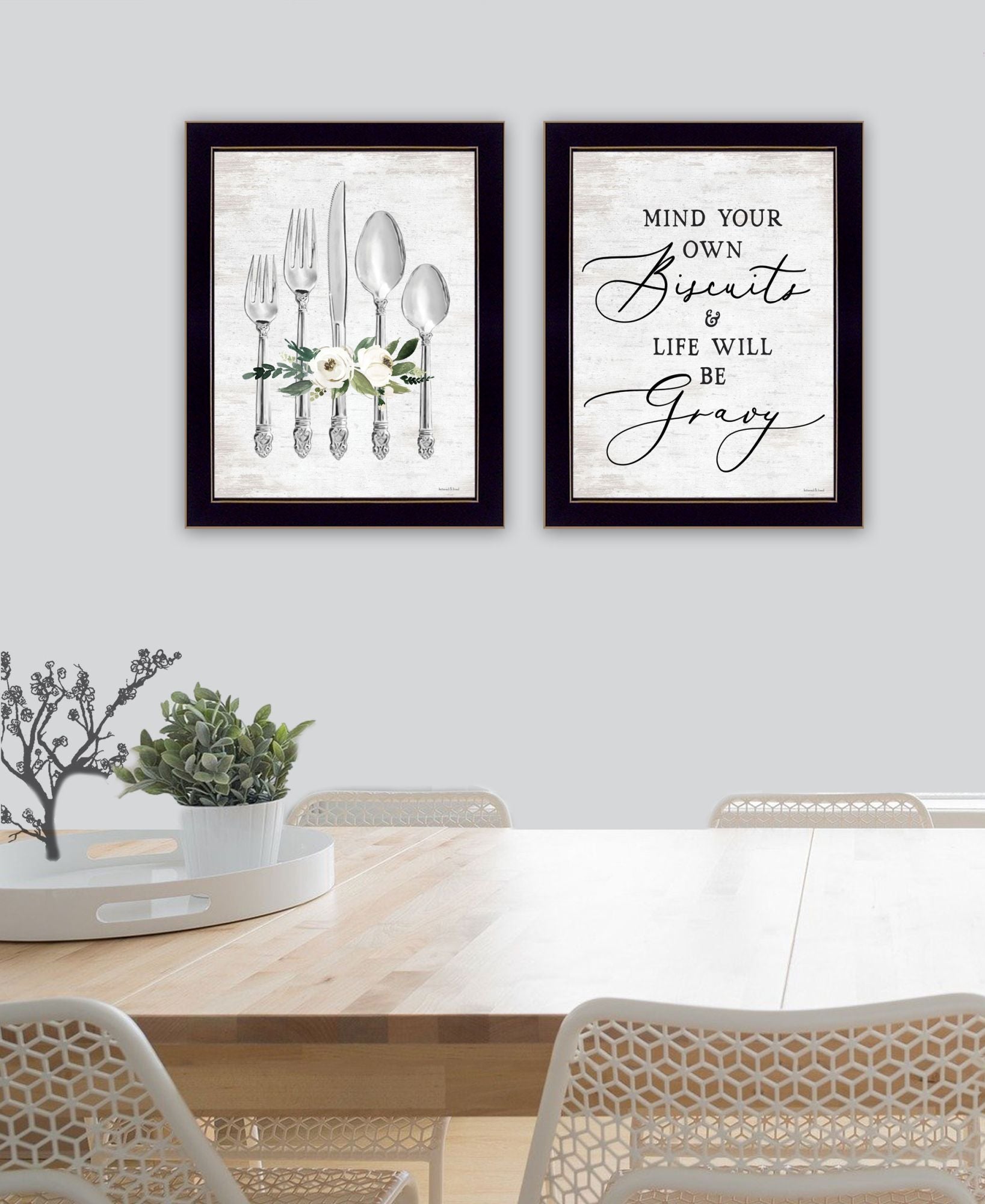 "Ready To Dine Humor" Framed Wall Art For Living Room, Wall Art Print For Home Decor, Bedroom Wall Art By Lettered & Lined Multicolor Wood Paper